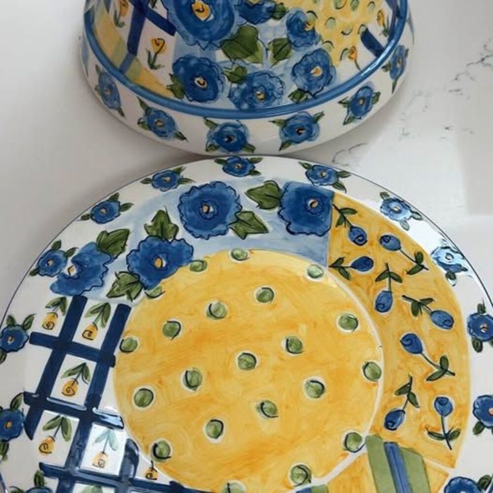 Yankee Candle Ceramic Floral Shade and Plate Set
